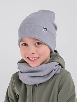 Комплект трикотажный шапка и снуд "Серый"