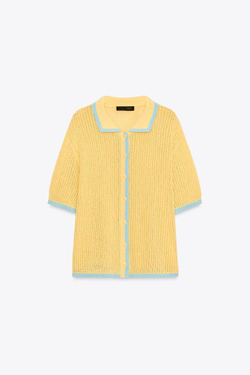 ZARA КАРДИГАН ПОЛО, СВЕТЛО-ЖЕЛТЫЙ