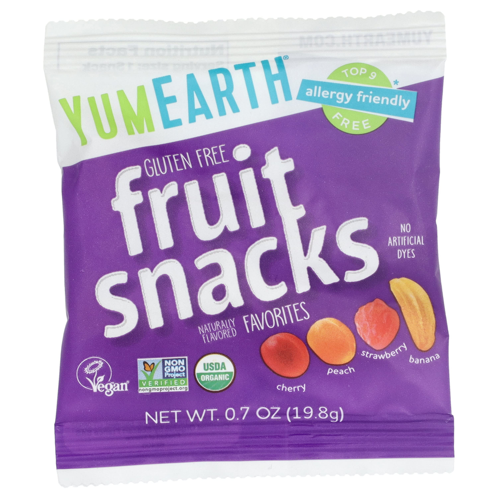 YumEarth, фруктовые снеки без глютена, ассорти любимых вкусов, 10 упаковок по 19,8 г (0,7 унции)
