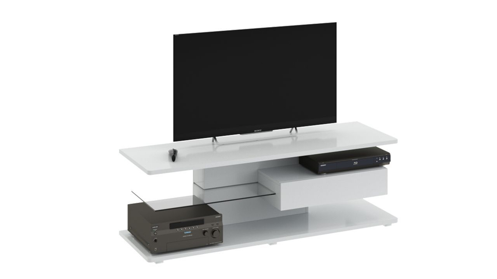 Тумба под телевизор Diamond, ЛДСП, МДФ, белый глянец