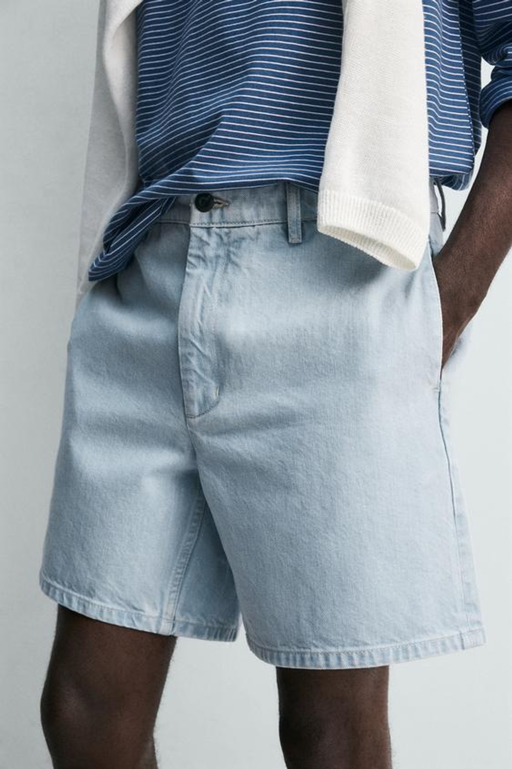 ZARA ДЖИНСОВЫЕ ШОРТЫ-ЧИНОСЫ, ГОЛУБОЙ