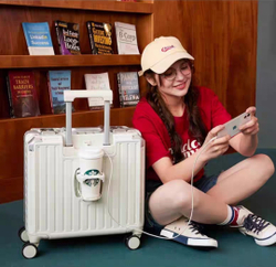Чемодан Paul Frank "The BOX" Aluminium Frame | USB+Cup holder (Milky White)