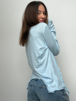 Лонг льняной голубой с рельефами