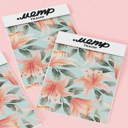 Ткань поплин лилия-монстера