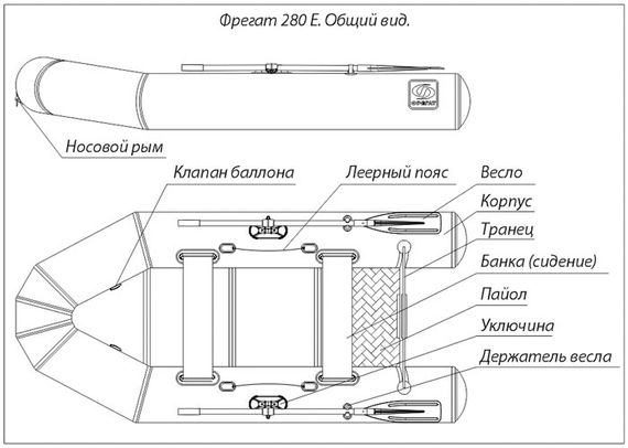 Надувная лодка Фрегат 280 Е серая