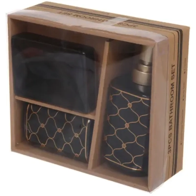 Набор для ванной из 3-х предметов керамический «Ампир» черный