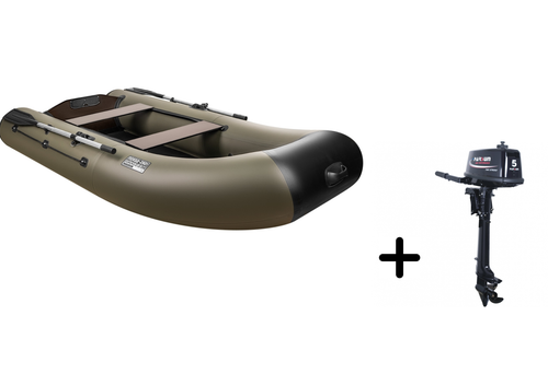 Поход 290T хаки + PARSUN T 5.0 BMS (комплект лодка + мотор)