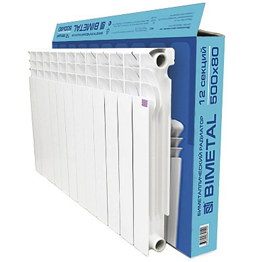 Радиатор биметаллический STI 500/80 12 секций (1548Вт, 565х912х76мм, 16,04кг)