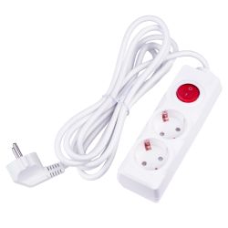 S-GCU2-3B WHITE Удлинитель серии Ultra. шнур 3м.. 2 гнезда. 16A. с-з. Белый. TM Uniel