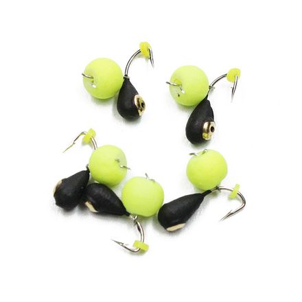 Мормышка вольф. безнасадочная "ЯМАН" Капля с отв. с латунной коронкой, d-4 мм, вес 1,1 г, с жёлтым неоновым подвесным шариком