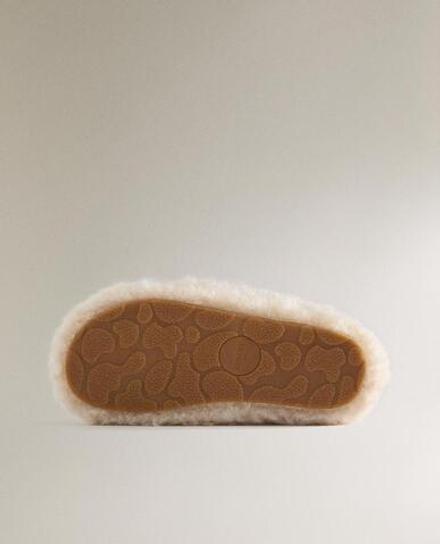 ZARA HOME ДЕТСКИЕ ТАПОЧКИ ИЗ ИСКУССТВЕННОЙ ОВЧИНЫ, ЭКРЮ