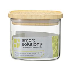 Банка для хранения квадратная Glass Bamboo, 600 мл
