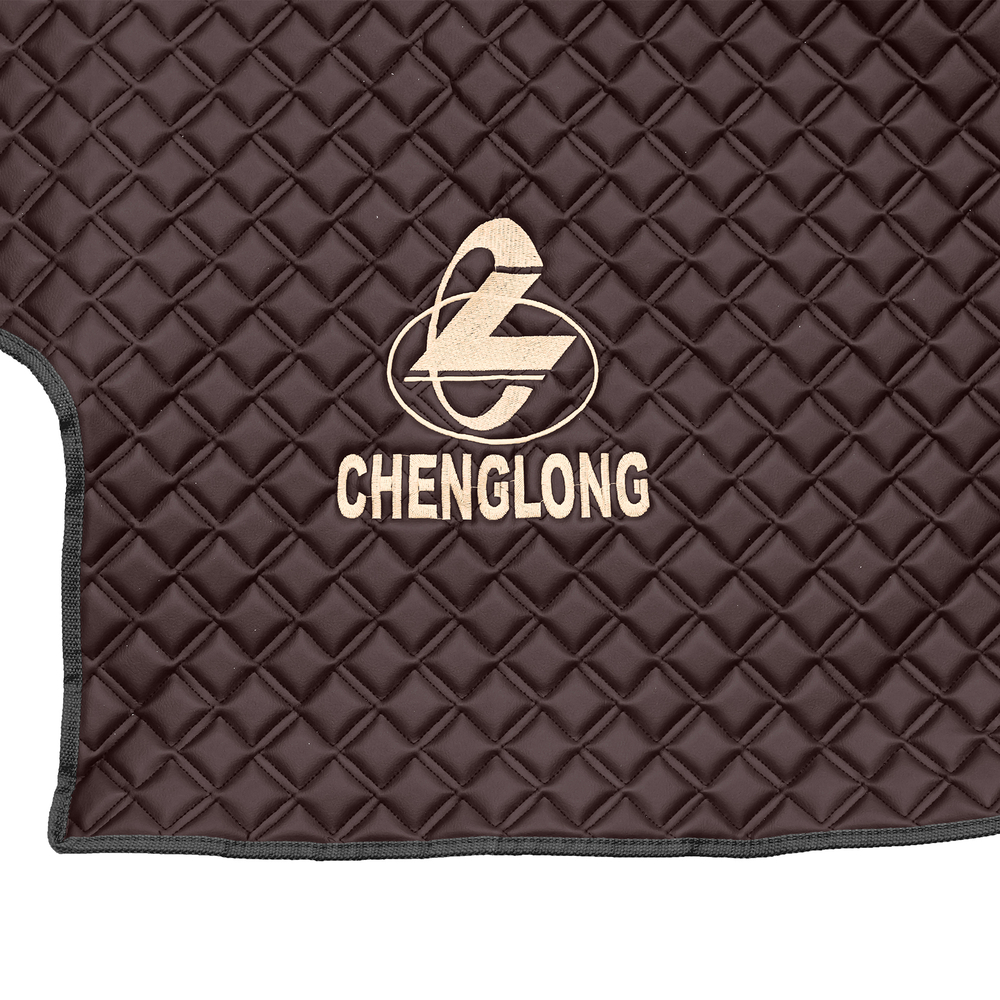 Ковры CHENGLONG (экокожа, коричневый, черный кант, бежевая вышивка)
