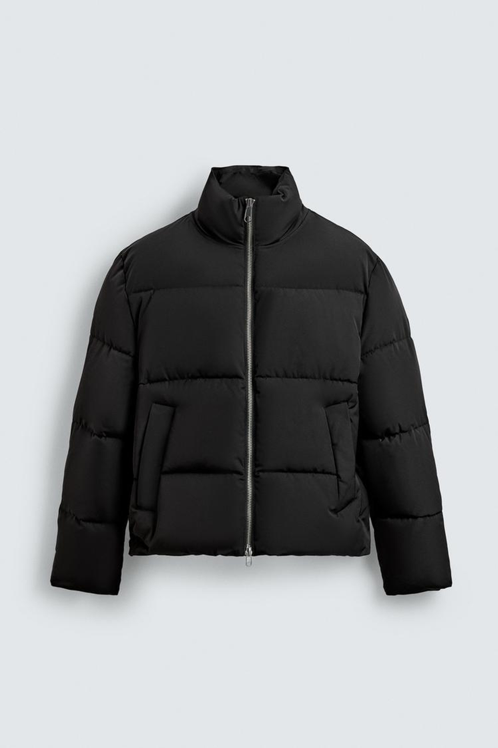 ZARA СТЕГАНАЯ КУРТКА WATER REPELLENT, ЧЕРНЫЙ