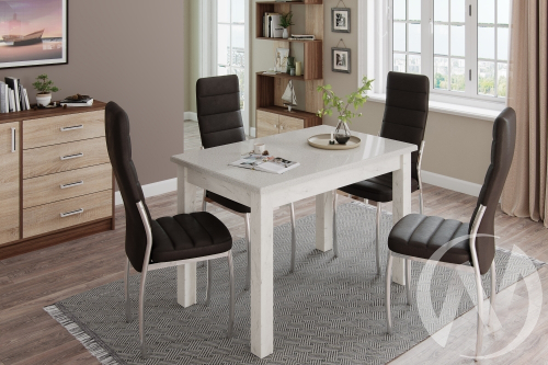 Стол обеденный Бостон-1 (дуб крафт белый/белый гранит)