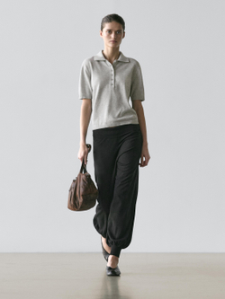 Massimo Dutti Трикотажный свитер-поло, серый