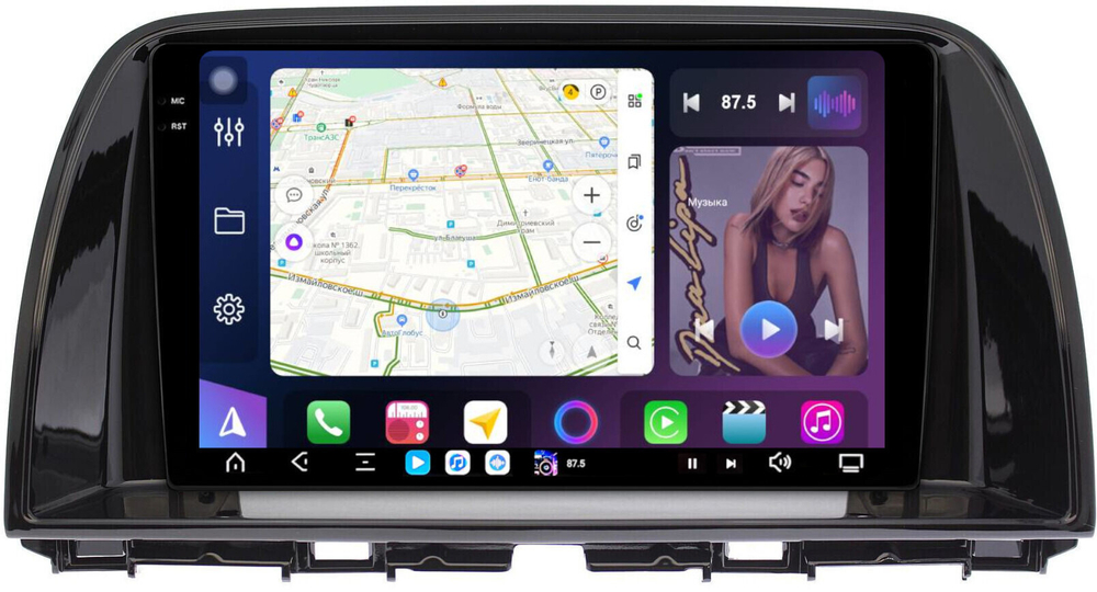 Магнитола для Mazda CX-5 2011-2017 (тип A) - FarCar GX9-7086-9A монитор 9.5" 2K QLED на Android 14, TS20, 6+128Гб, CarPlay, 4G SIM-слот