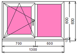 Пластиковое окно 800 х 1300 ТермА Эко