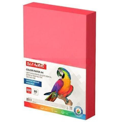 Бумага А4 BRAUBERG интенсив (500 л) (1/5 шт.) КРАСНЫЙ