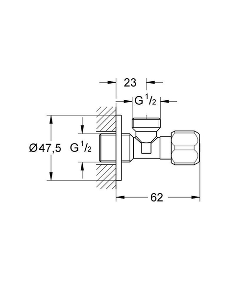 Вентиль угловой GROHE 1/2″-1/2″ для подключения смесителей, хром (2201600M)