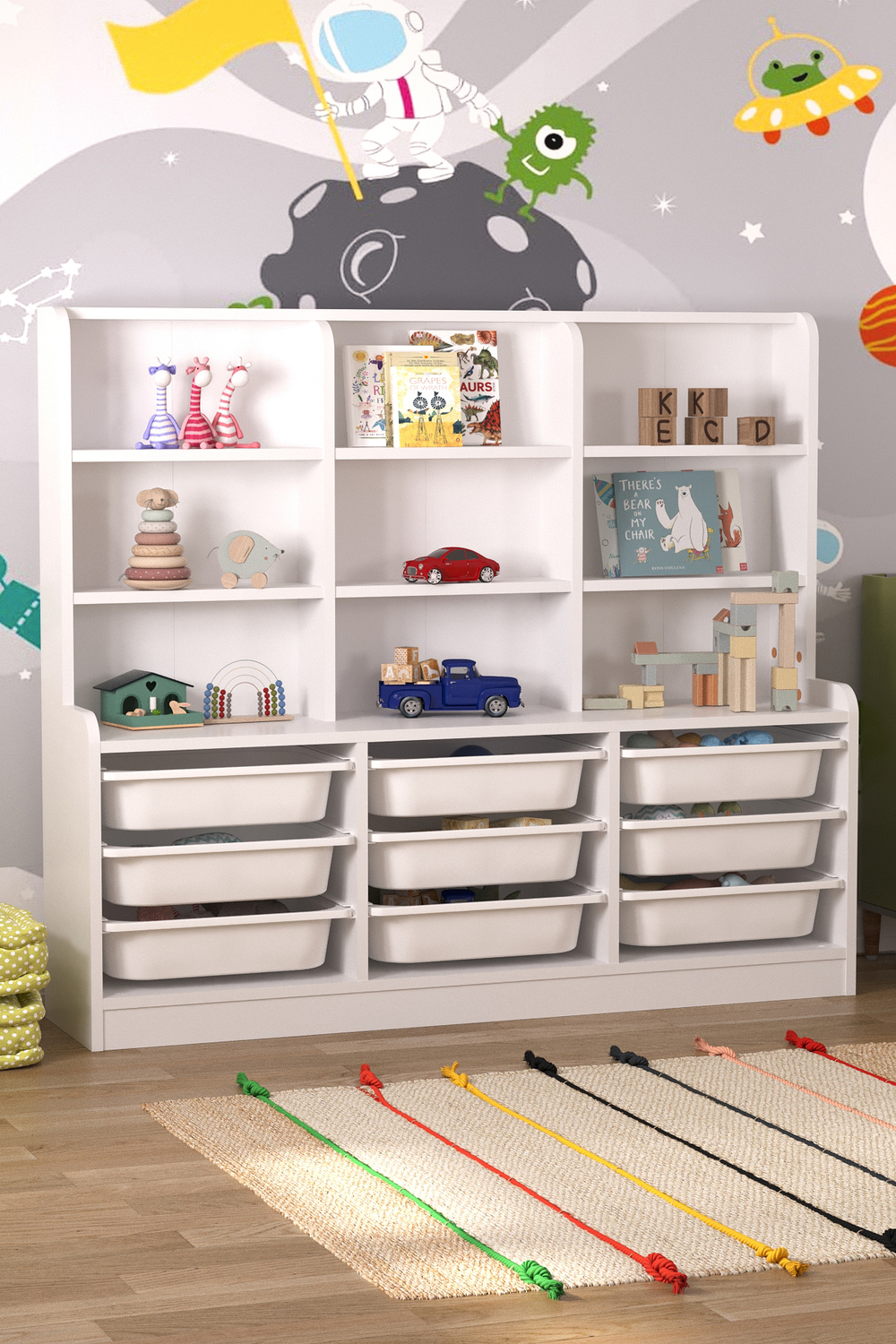 Стеллаж ALMINA с 9 выдвижными ящиками - белый