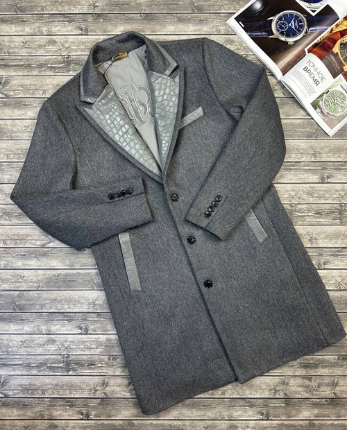 Кашемировое пальто Stefano Ricci со вставками кожи крокодила