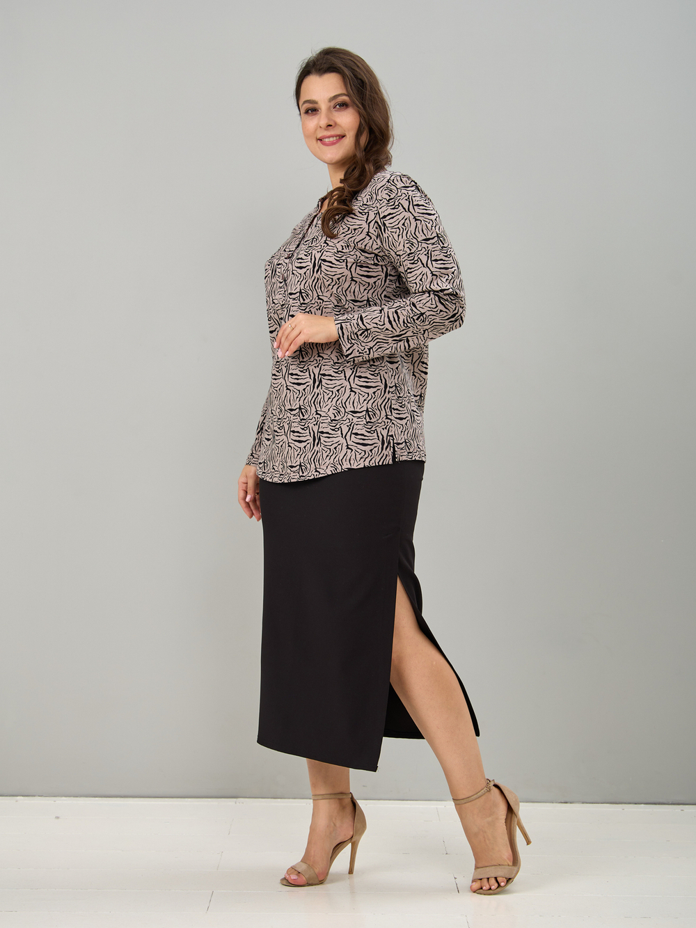 Блузка БЛ-22/бежевый-зебра