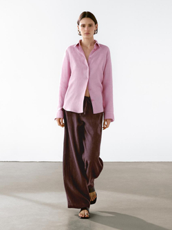 Massimo Dutti Рубашка из струящегося 100% льна, розовый