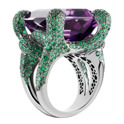 Кольцо с Аметистом и Цаворитами, R0050-0/1