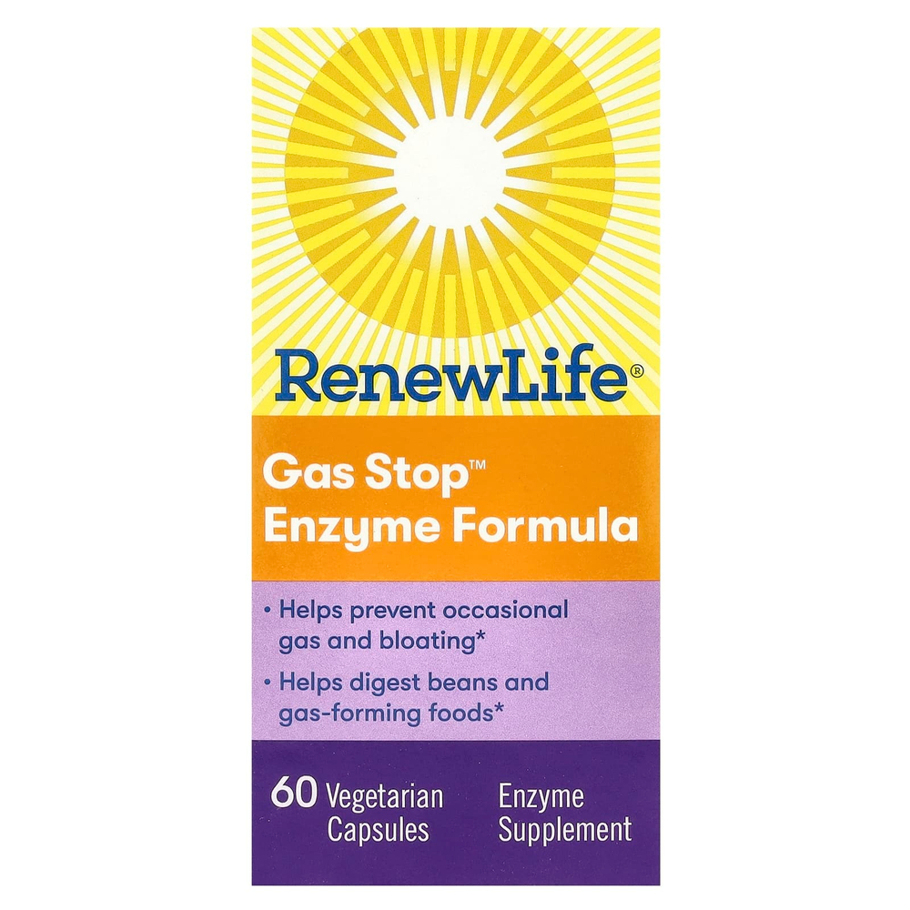 Renew Life, Gas Stop ™ Enzyme Formula, 60 вегетарианских капсул