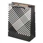 Пакет подарочный бумажный Alingar, (L+) 26х32х10 см, "Ромбы. Квадраты", ламинация, ассорти