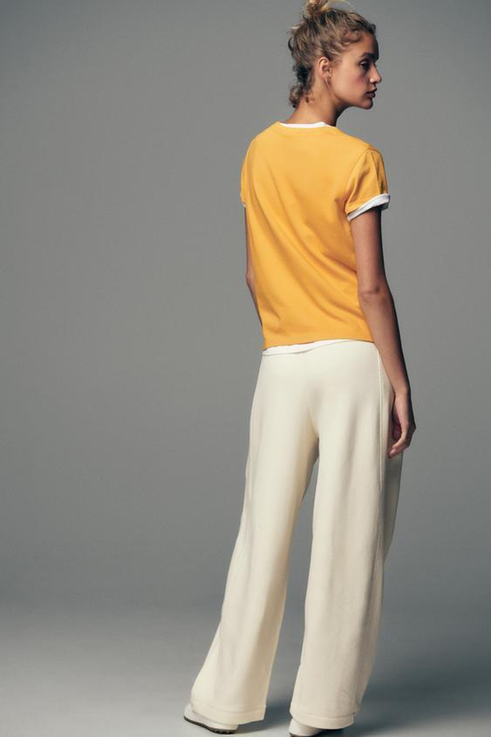 ZARA ШИРОКИЕ БРЮКИ В СТИЛЕ РУСТИК, ЭКРЮ