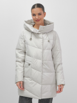 Куртка женская демисезонная с капюшоном серого цвета 1139Sr