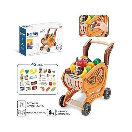 Сюжетно-ролевой набор Woopie - Игровой набор Тележка для покупок для детей с продуктами и аксессуарами 42эл. - Вупи 29924