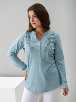 Блузка БЛ-22/шалфейрогожка-цветы-п