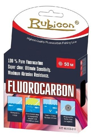 Рыболовная леска флюорокарбон Rubicon 0,16мм 50м прозрачная 462050-016