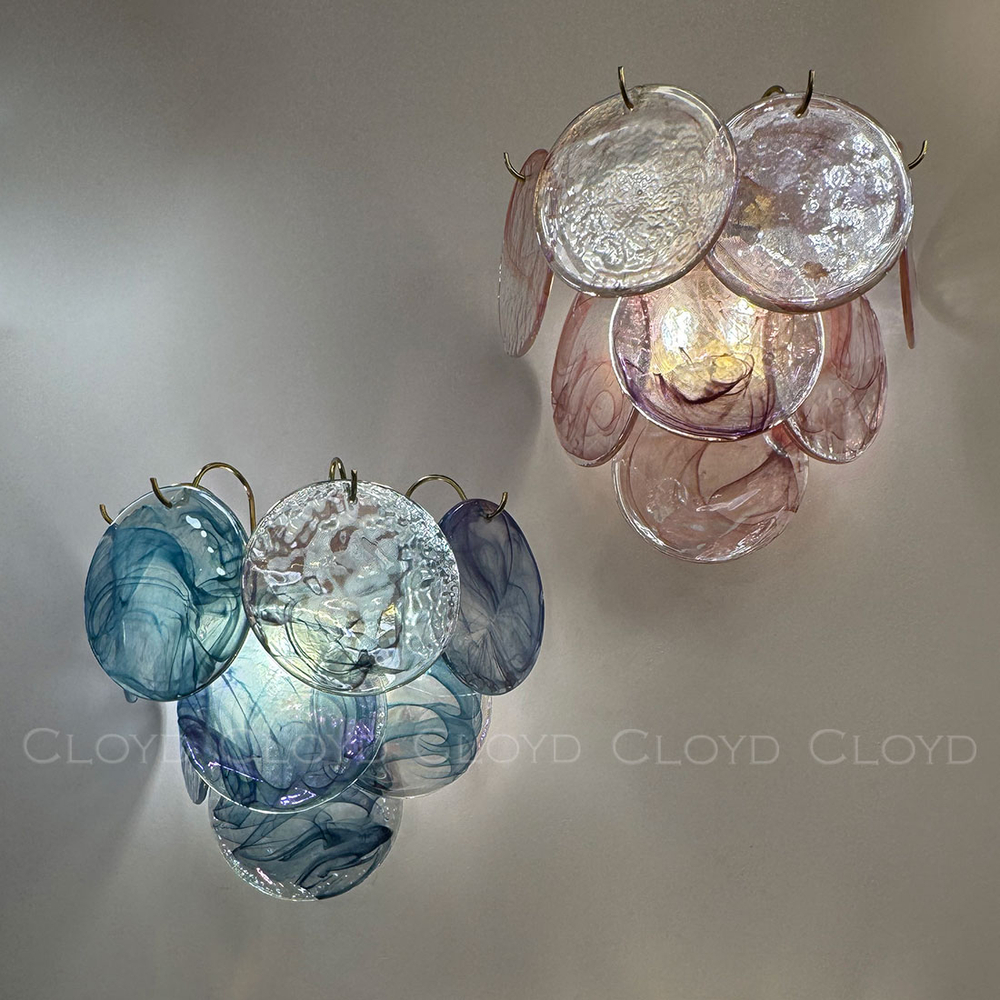 Бра Cloyd LINZE-B W2 / выс. 32 см - латунь - голубое стекло (арт.20483)