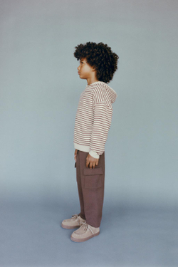 ZARA ТРИКОТАЖНАЯ ТОЛСТОВКА В ПОЛОСКУ, ТЕМНО-КОРИЧНЕВЫЙ