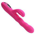 Розовый вибростимулятор-кролик с волновыми движениями Winters - 25,2 см.