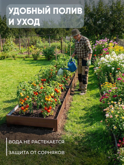 Грядка Ивановская 1х5 метра, борт 20см Серый графит (RAL 7024), (сборка: саморезы)