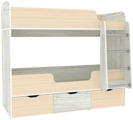 Кровать двухъярусная КарИВи Малыш Двойняшка Винтерберг  Дуб Молочный