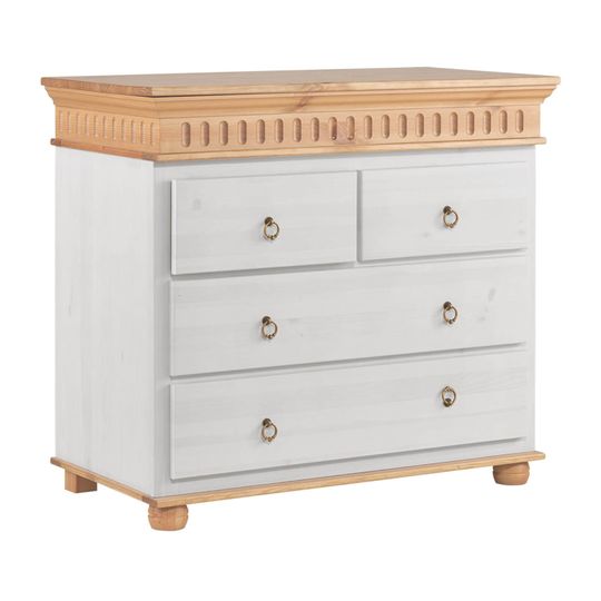 Комод в спальню белый с ящиками Хельсинки для белья и одежды (белый воск/антик), образец из салона