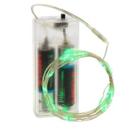 GAEM Электрогирлянда (2xAA, н/п, 20 зел LED, 1 реж свеч,серебр шнур), L200 W0,1 H0,2 см