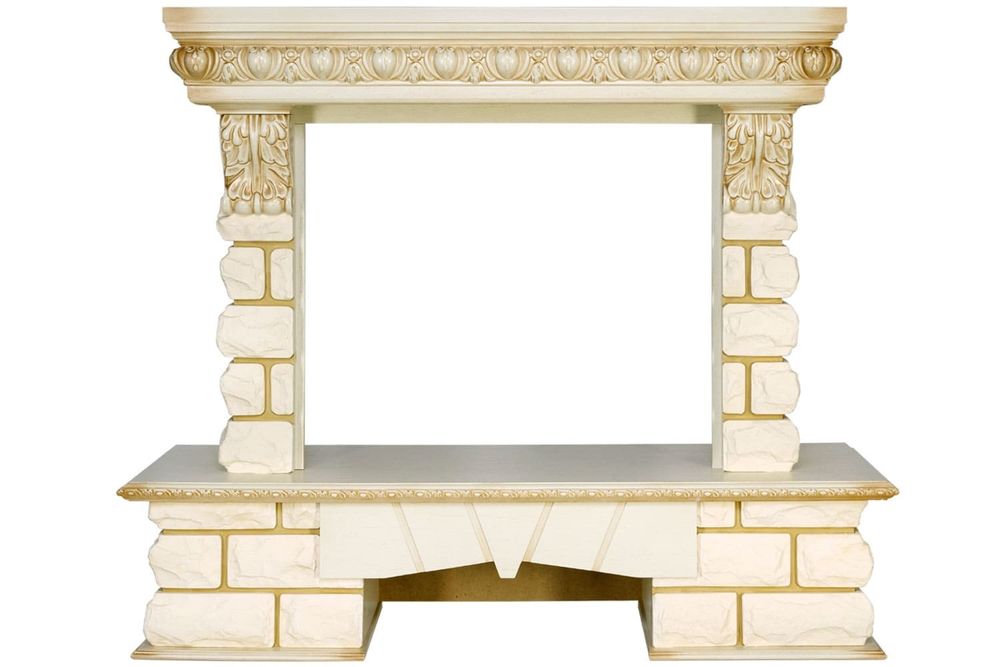 Портал Royal Flame Pierre Luxe LORD - Слоновая кость / Белый