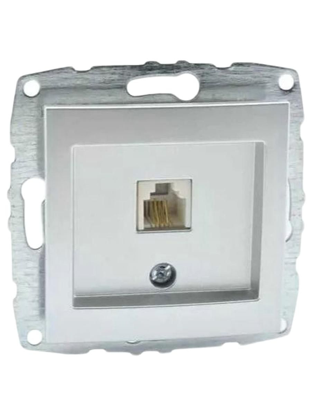 Розетка Телефонная цифровая RJ11 Серебро Mono Electric 500-002105-124
