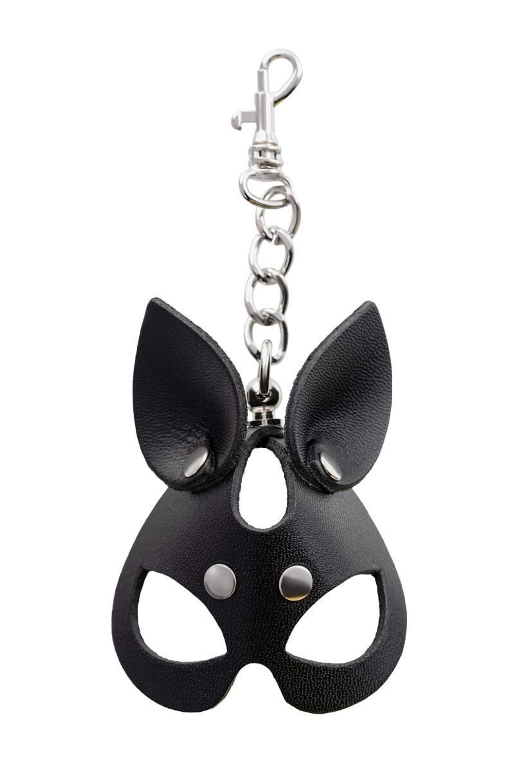 Кожаный брелок в виде маски кошки (Цвет: черный)