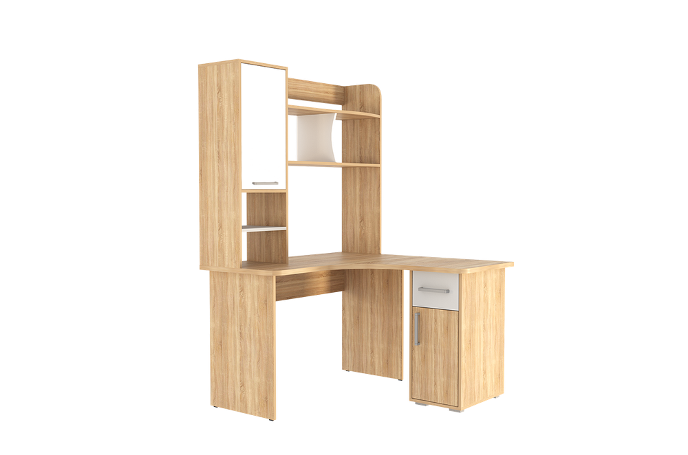 Лайт-1 Стол компьютерный 1200 угловой (дуб сонома/белый)