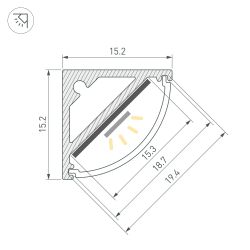 Профиль SL-KANT-H15-3000 ANOD (BY) (Arlight, Алюминий) 061356
