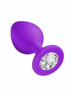 Анальная втулка фиолетовая с кристаллом Small прозрачный 7 см
