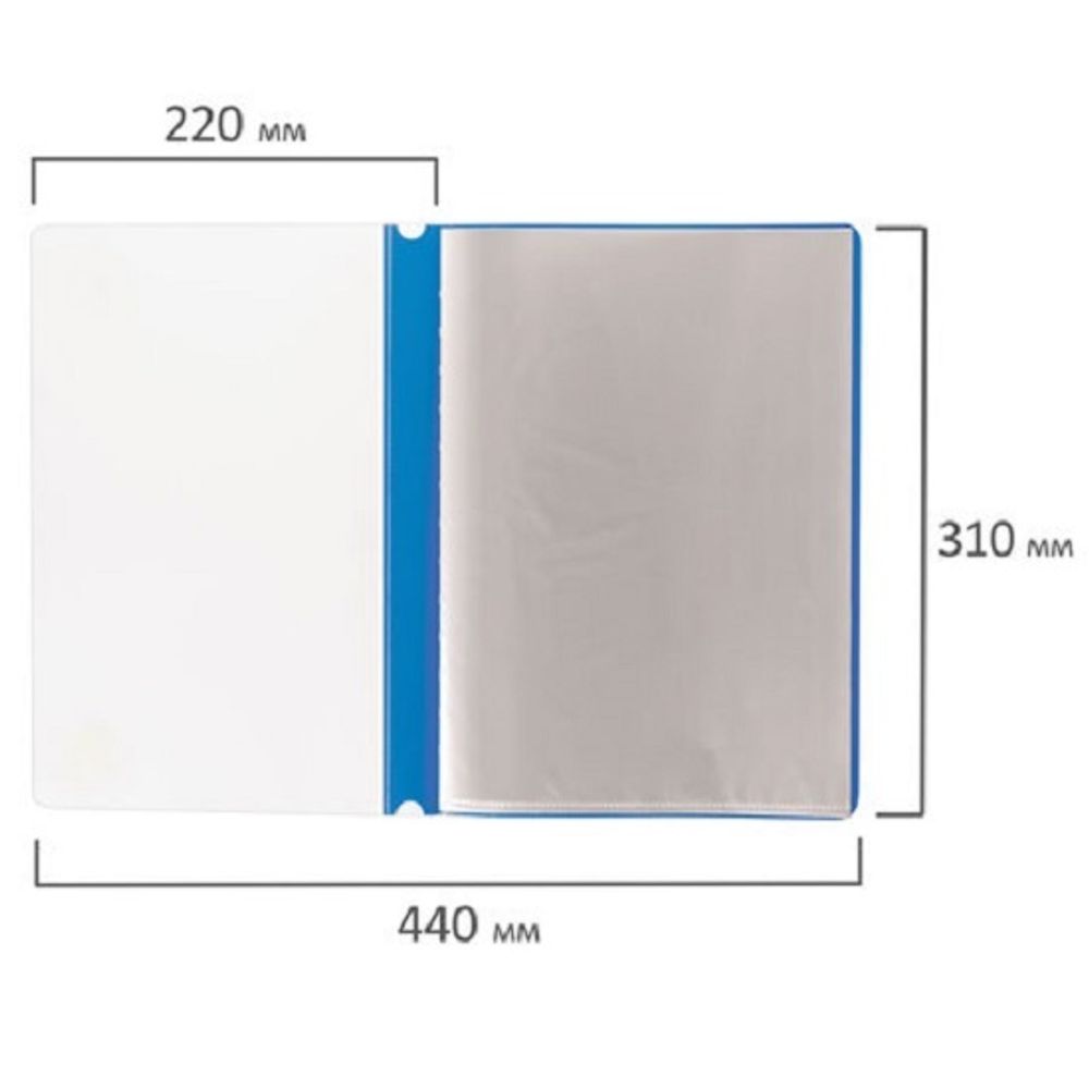 Папка с 10 вкладышами, Staff, 160мкм, корешок с перфорацией, синяя
